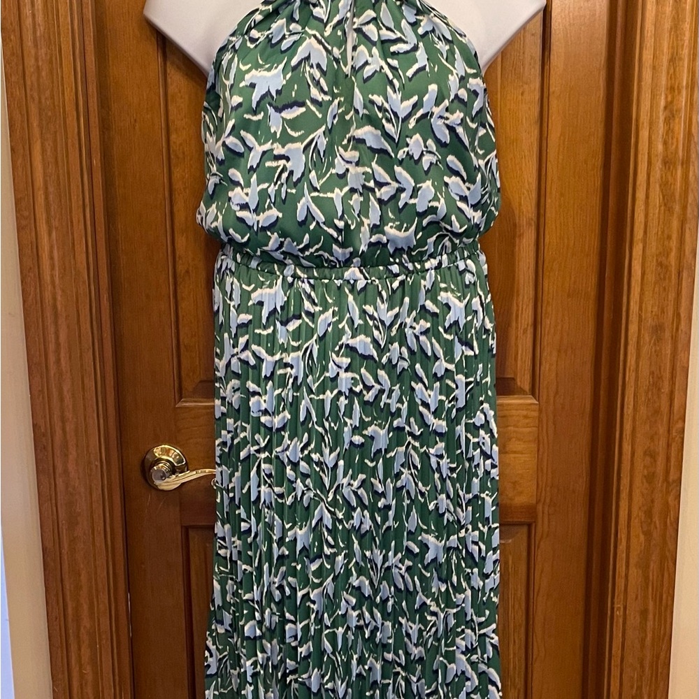 Scoop Maxi Dress Pleated Skirt Green & Blues 12/14 NWOT - Picture 2 of 15